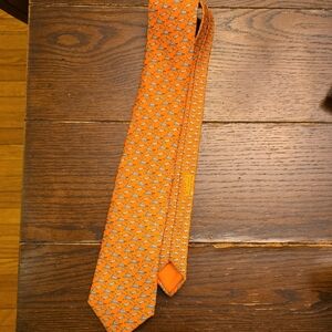 Men's Hermès Orange Patterned Silk Tie